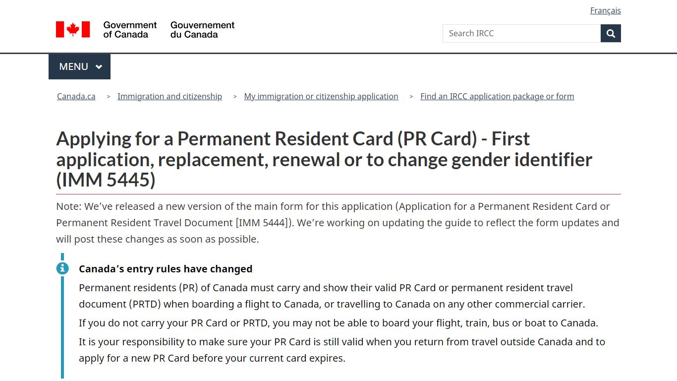 Applying for a Permanent Resident Card (PR Card) - First application ...