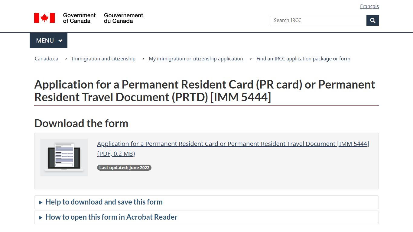 Application for a Permanent Resident Card (PR card) or Permanent ...