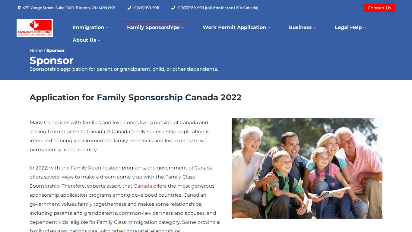Application For Family Sponsorship Canada 2022 - Canadapt Consulting